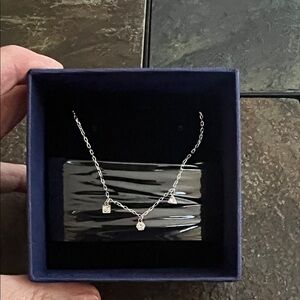 NWT-Swarovski Silver Necklace with Clear Crystals